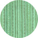 Round Abstract Turquoise Modern Rug, abs2873turq