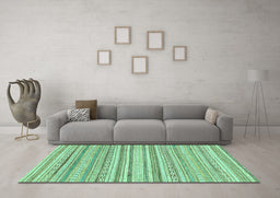 Machine Washable Abstract Turquoise Modern Area Rugs in a Living Room,, wshabs2873turq