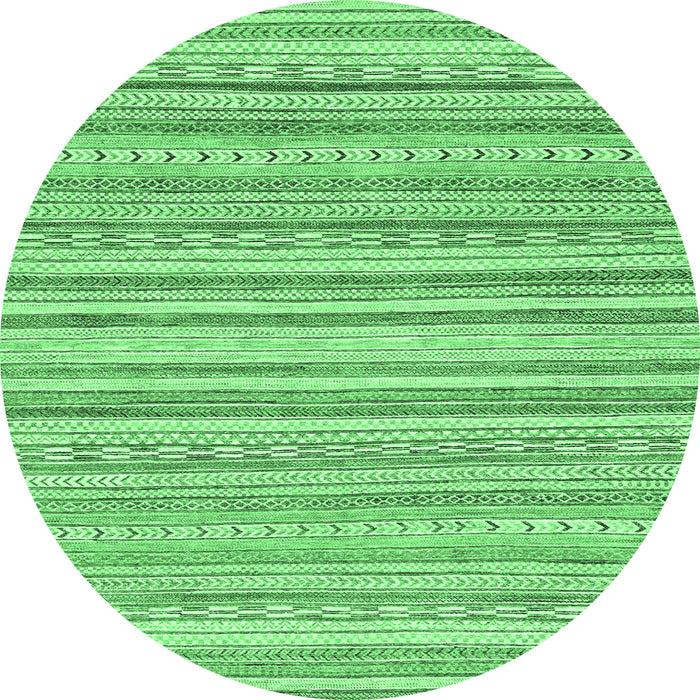 Round Machine Washable Abstract Emerald Green Modern Area Rugs, wshabs2873emgrn