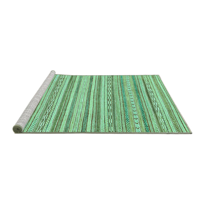 Sideview of Machine Washable Abstract Turquoise Modern Area Rugs, wshabs2873turq