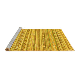Sideview of Machine Washable Abstract Yellow Modern Rug, wshabs2873yw