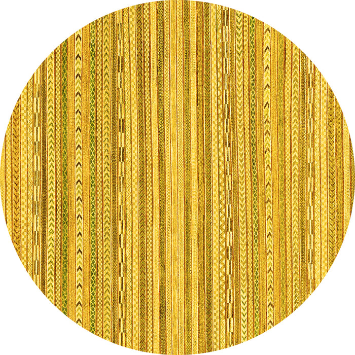 Round Abstract Yellow Modern Rug, abs2873yw