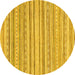 Round Abstract Yellow Modern Rug, abs2873yw