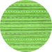 Round Abstract Green Modern Rug, abs2873grn