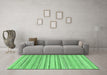 Machine Washable Abstract Emerald Green Modern Area Rugs in a Living Room,, wshabs2873emgrn