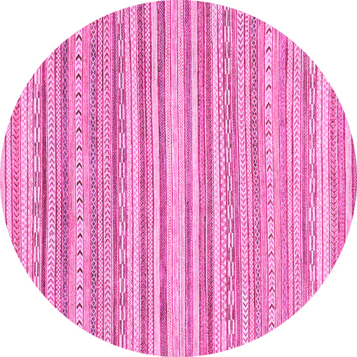 Round Machine Washable Abstract Pink Modern Rug, wshabs2873pnk