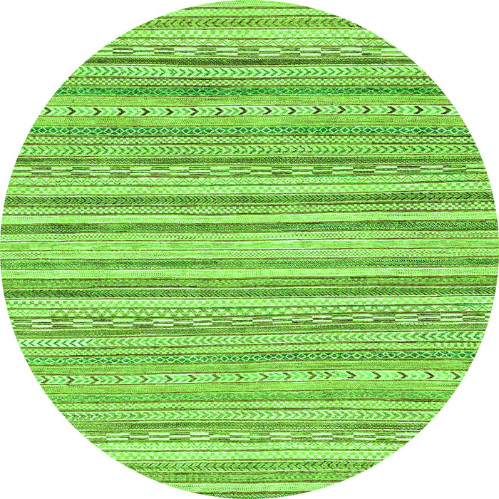 Round Machine Washable Abstract Green Modern Area Rugs, wshabs2873grn