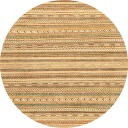 Round Machine Washable Abstract Chrome Gold Yellow Rug, wshabs2873