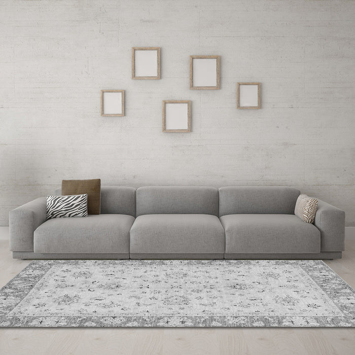 Machine Washable Abstract Gray Modern Rug in a Living Room,, wshabs2874gry