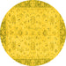 Round Abstract Yellow Modern Rug, abs2874yw