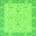 Square Machine Washable Abstract Green Modern Area Rugs, wshabs2874grn