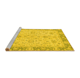 Sideview of Machine Washable Abstract Yellow Modern Rug, wshabs2874yw