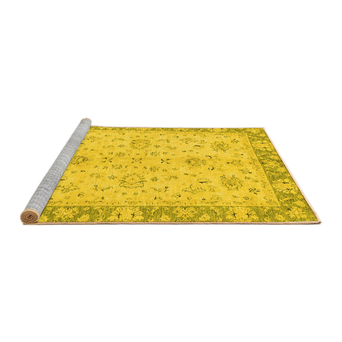 Sideview of Machine Washable Abstract Yellow Modern Rug, wshabs2874yw