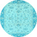 Round Abstract Light Blue Modern Rug, abs2874lblu