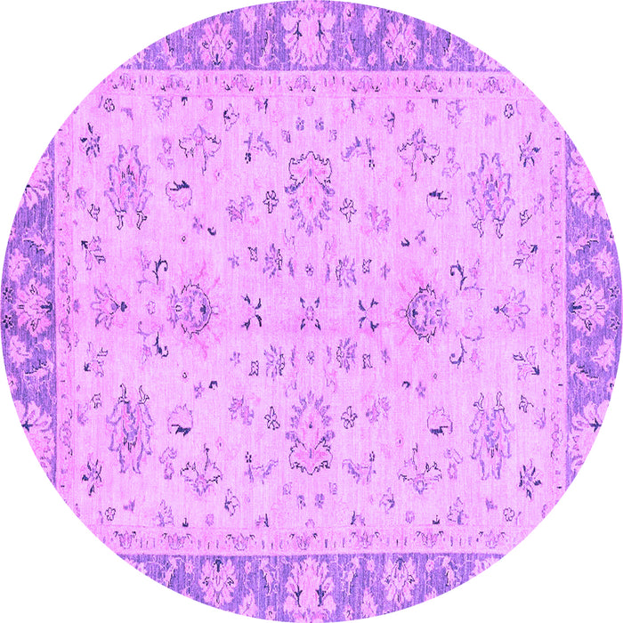 Round Machine Washable Abstract Purple Modern Area Rugs, wshabs2874pur