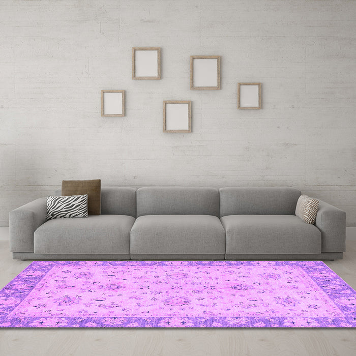 Machine Washable Abstract Purple Modern Area Rugs in a Living Room, wshabs2874pur