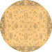 Round Abstract Brown Modern Rug, abs2874brn