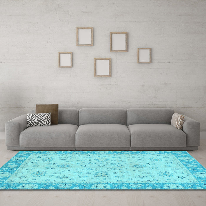 Machine Washable Abstract Light Blue Modern Rug in a Living Room, wshabs2874lblu