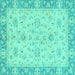 Square Abstract Turquoise Modern Rug, abs2874turq