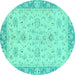 Round Abstract Turquoise Modern Rug, abs2874turq