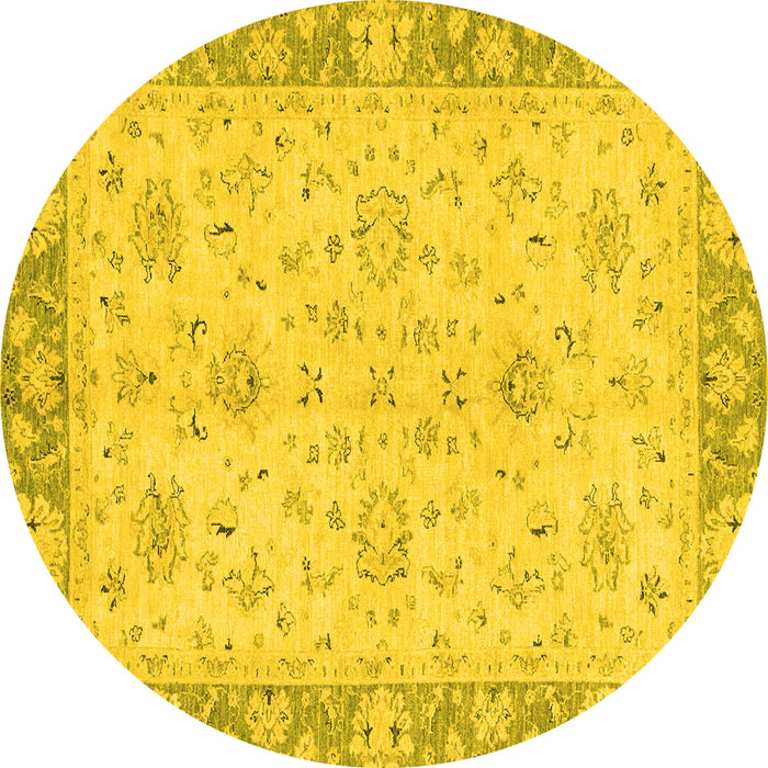 Round Machine Washable Abstract Yellow Modern Rug, wshabs2874yw