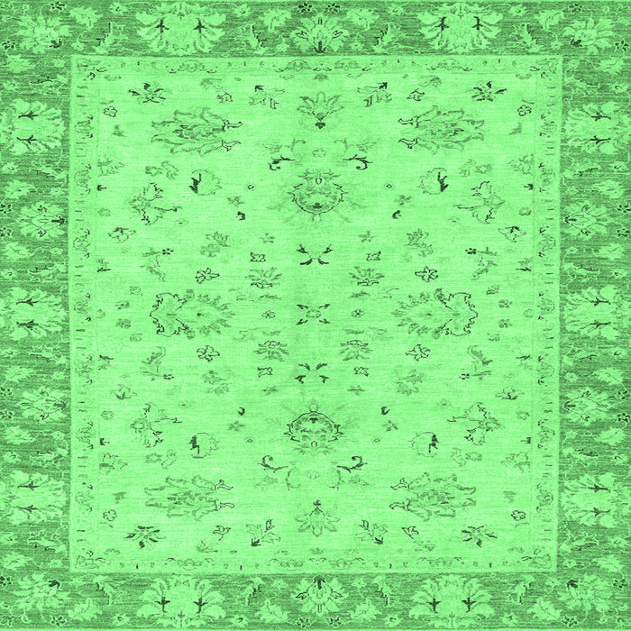 Square Abstract Emerald Green Modern Rug, abs2874emgrn