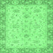 Square Abstract Emerald Green Modern Rug, abs2874emgrn