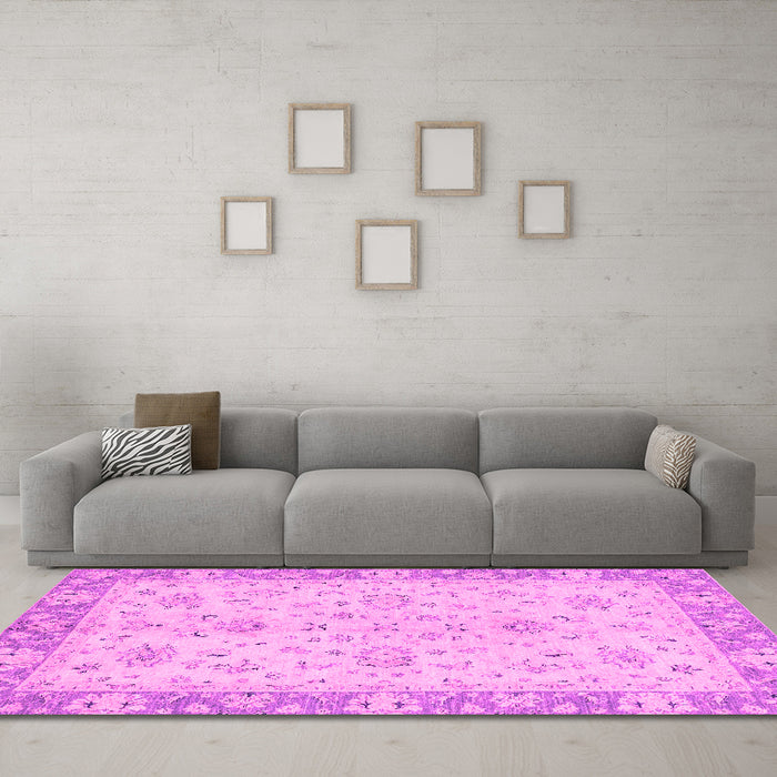 Machine Washable Abstract Pink Modern Rug in a Living Room, wshabs2874pnk