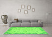 Machine Washable Abstract Green Modern Area Rugs in a Living Room,, wshabs2874grn