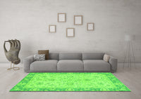 Machine Washable Abstract Green Modern Rug, wshabs2874grn