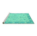 Sideview of Machine Washable Abstract Turquoise Modern Area Rugs, wshabs2874turq