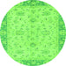 Round Machine Washable Abstract Green Modern Area Rugs, wshabs2874grn