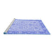 Sideview of Machine Washable Abstract Blue Modern Rug, wshabs2874blu