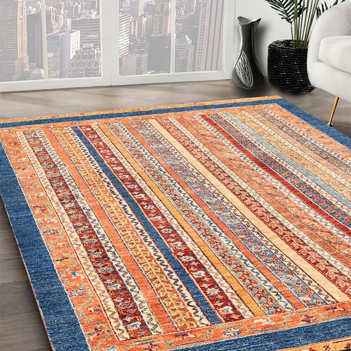 Machine Washable Abstract Brown Sugar Brown Rug in a Family Room, wshabs2875