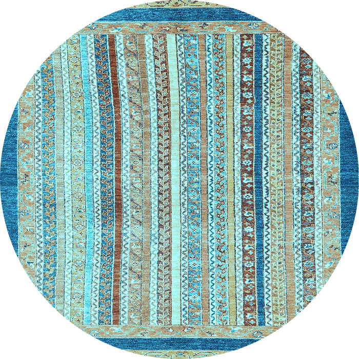 Round Abstract Light Blue Modern Rug, abs2875lblu