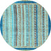 Round Abstract Light Blue Modern Rug, abs2875lblu