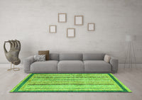 Machine Washable Abstract Green Modern Rug, wshabs2875grn