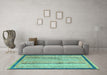 Machine Washable Abstract Turquoise Modern Area Rugs in a Living Room,, wshabs2875turq