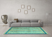 Machine Washable Abstract Turquoise Modern Rug, wshabs2875turq