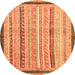 Round Machine Washable Abstract Orange Modern Area Rugs, wshabs2875org