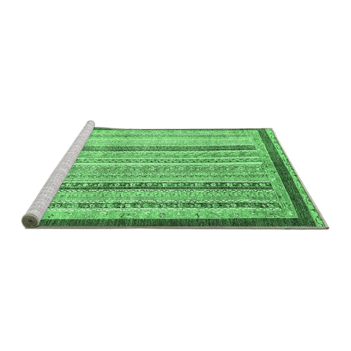 Sideview of Machine Washable Abstract Emerald Green Modern Area Rugs, wshabs2875emgrn