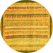 Round Machine Washable Abstract Yellow Modern Rug, wshabs2875yw