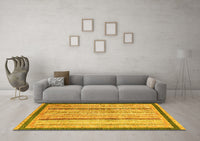 Machine Washable Abstract Yellow Modern Rug, wshabs2875yw