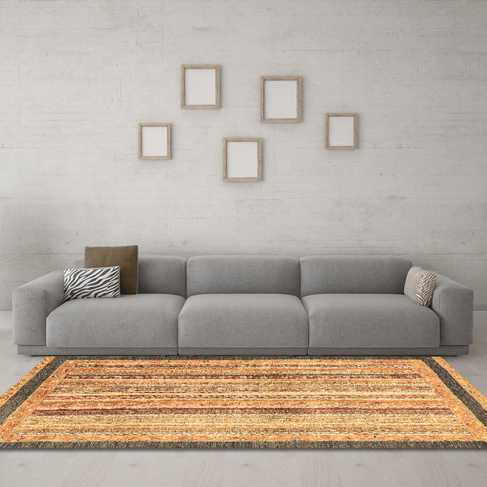 Machine Washable Abstract Brown Modern Rug in a Living Room,, wshabs2875brn