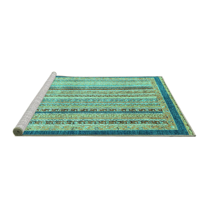 Sideview of Machine Washable Abstract Turquoise Modern Area Rugs, wshabs2875turq