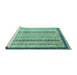 Sideview of Machine Washable Abstract Turquoise Modern Area Rugs, wshabs2875turq