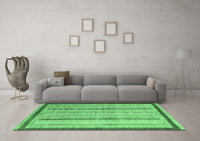 Machine Washable Abstract Emerald Green Modern Rug, wshabs2875emgrn