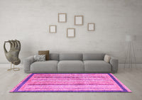 Machine Washable Abstract Pink Modern Rug, wshabs2875pnk