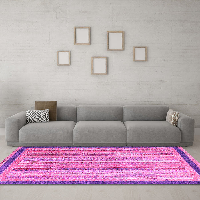 Machine Washable Abstract Pink Modern Rug in a Living Room, wshabs2875pnk