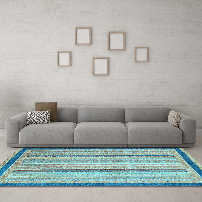 Machine Washable Abstract Light Blue Modern Rug in a Living Room, wshabs2875lblu